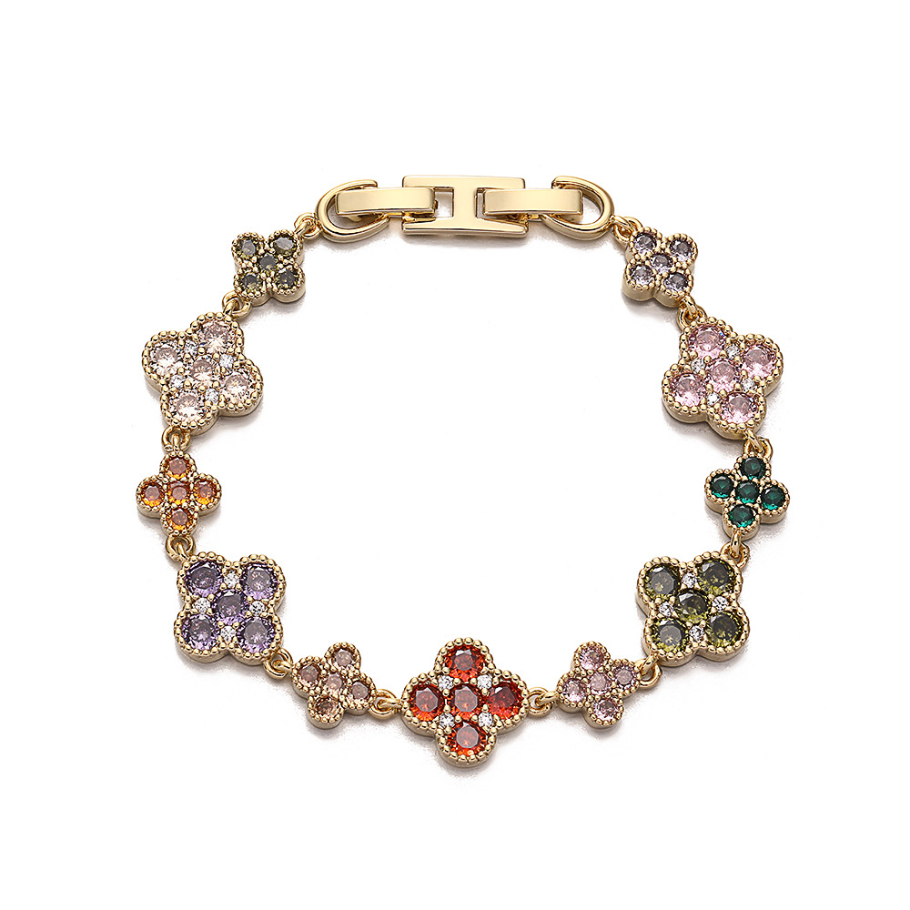 Lucky Leaf Trendy Fashion Brass Zircon Women's Bracelet - Wholesale Wholesale Supplier Style Accessories