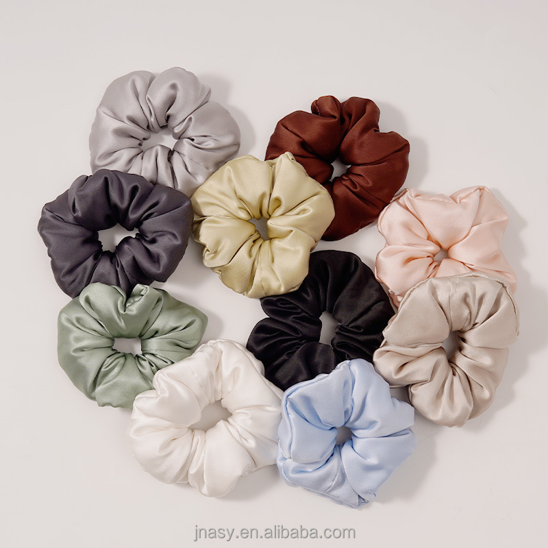 19/22/30MM Custom logo Silk Hair Accessories Soild Color 100% Pure Mulberry Silk Hair Scrunchies 4cm Silk Hair Tie OEM/ODM