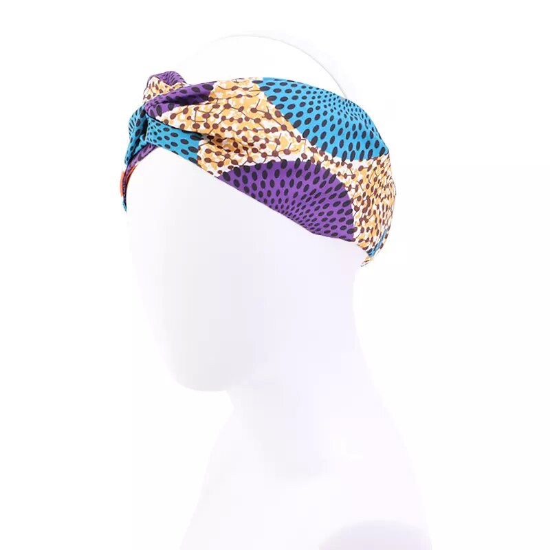Custom Vintage Pattern Ethnic Wide Hairband Women Headband Elastic Sport Print Hair Accessories