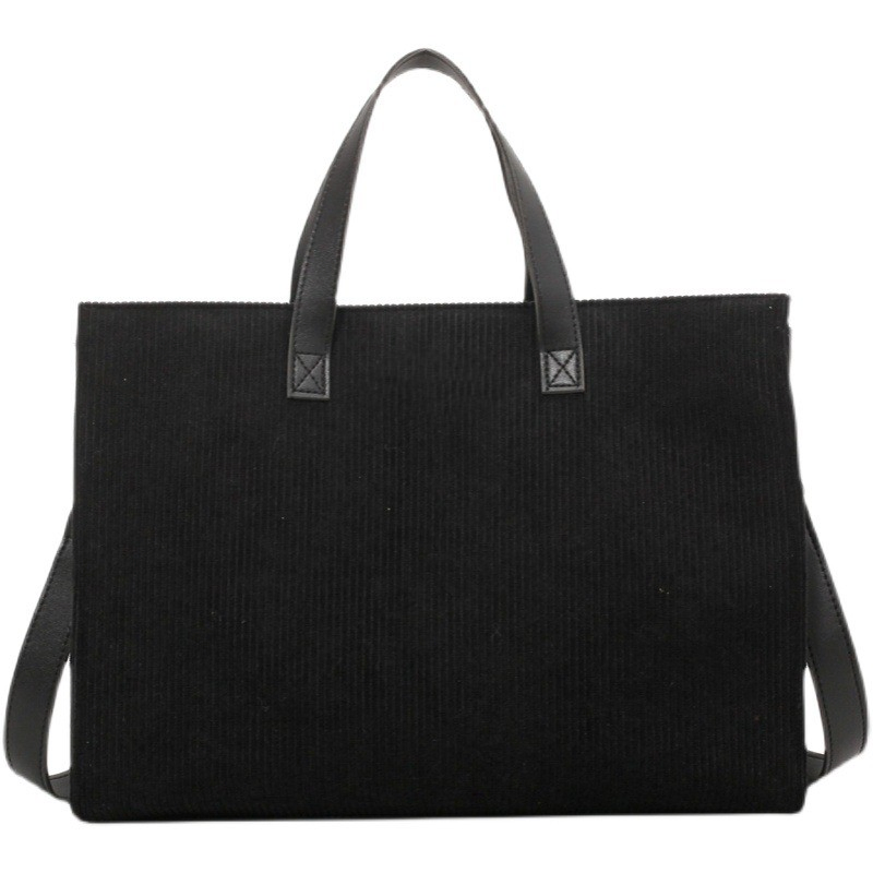 Corduroy Tote Bag with Work Essentials