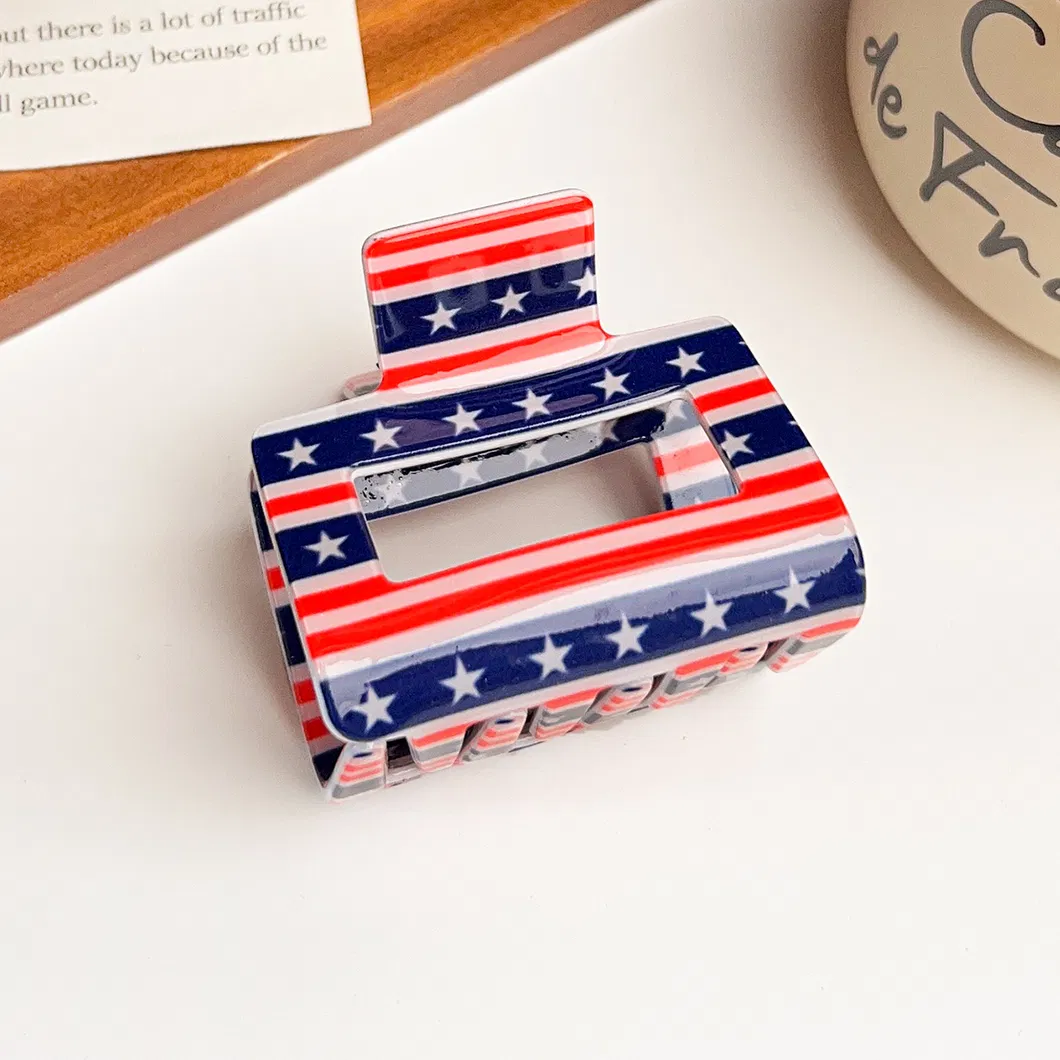 2026 Football World Cups USA Flag Hair Clip Premium Acrylic Updo Claw Clip Hair Accessory