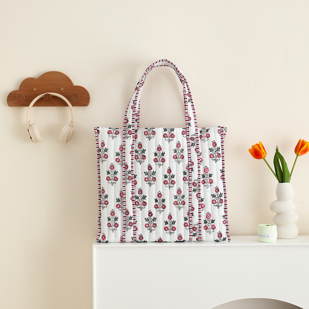Wholesale Personalized Custom Logo Canvas Retro Floral Tote Bag Women Fashion Travel Handbag