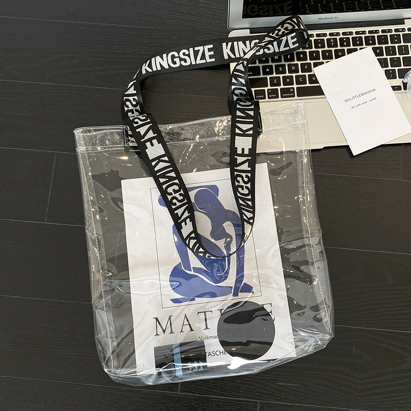 Waterproof PVC Tote Bag Fashion Extra Large Women Shopping Beach Bag Custom Printed Logo Transparent Eco-friendly Custom Color