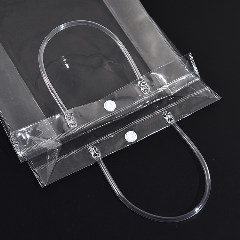 Wholesale Customizable Logo Transparent PVC Shopping Tote Bag Clear Fashion Handbag with Customizable Logo