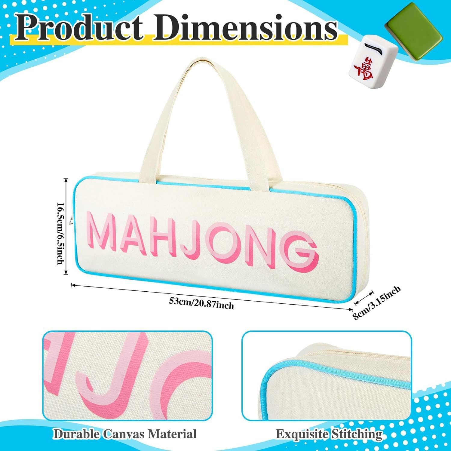 Custom Wholesale Women Canvas Handbag Novelty Mahjong Print Large Rectangular Tote Bag Ladies Travel Purse Manufacturer OEM