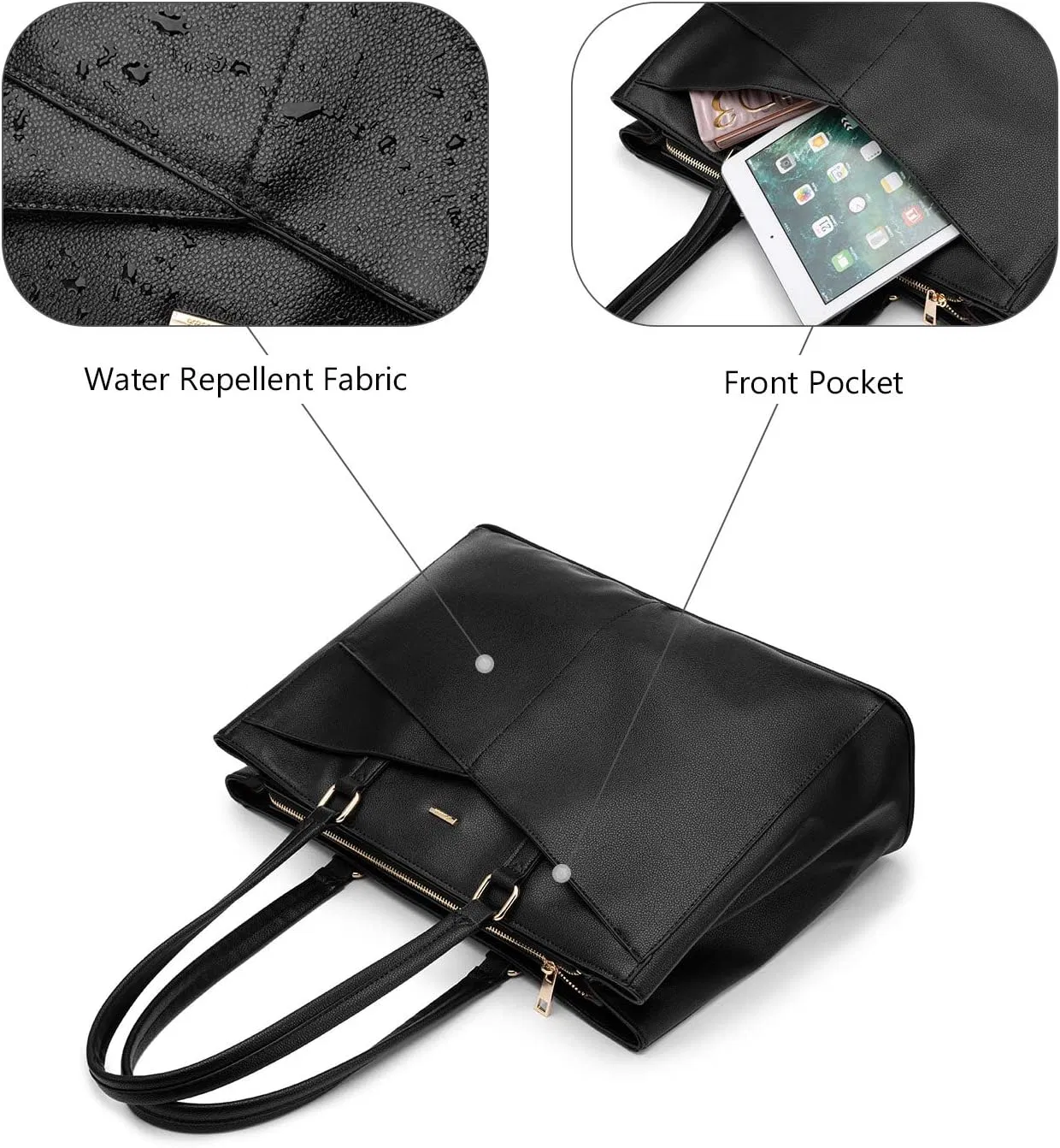 Laptop Bag for Women 15.6 Inch Laptop Tote Bag Waterproof Leather Computer Bag Large Lightweight Briefcase Professional Business Office Work Bag