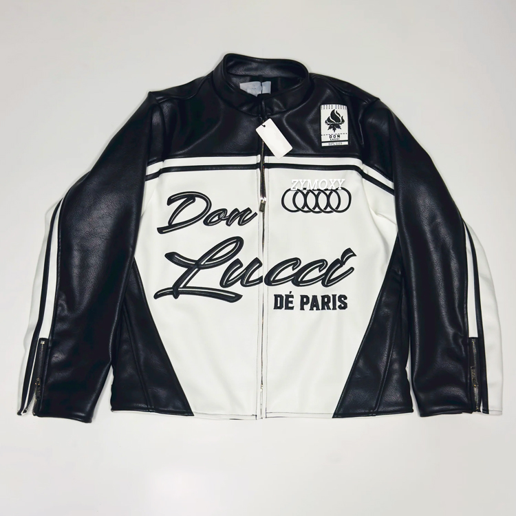 Latest Design Custom logo Best Quality Zip up Jackets Fashion Heavyweight Cut and Sew Leather Jacket Manufacturer