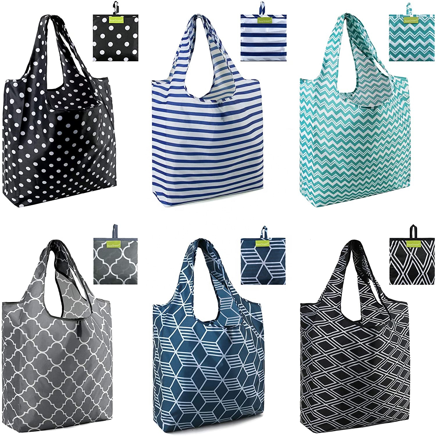 Accept OEM and ODM Factory 210D Oxford Fabric Foldable Shopping Bag with Pouch