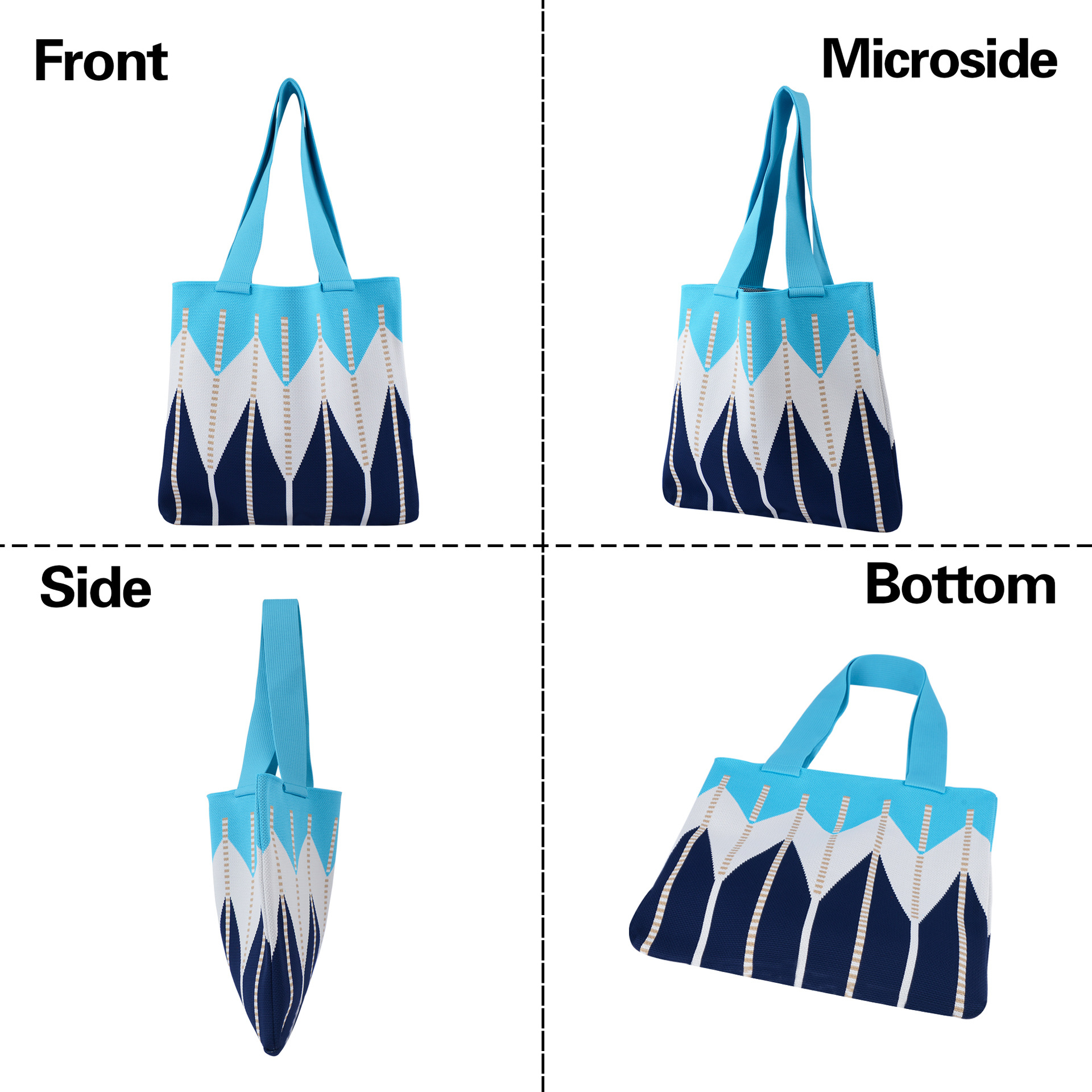 Custom Pattern Wholesale Fashionable Knit Tote Bag Handbag Jacquard Handbag Vest Shape Hand Carry Knitted Wrist Bag