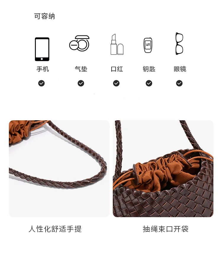 Trendy Chic Ladies Elegantdesigner Shoulder Vegan Leather Fashion Retro Casual High Quality Woven Handbag Braided Luxury Women Premium Bag