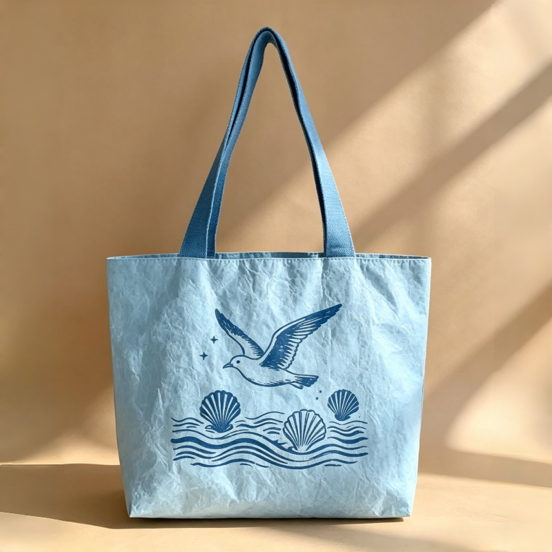 Dupont Tyvek Fashion Cartoon Medium Shopping Gift Bag Polyester Lined Sustainable Paper Bag for Cosmetic Custom Logo Available