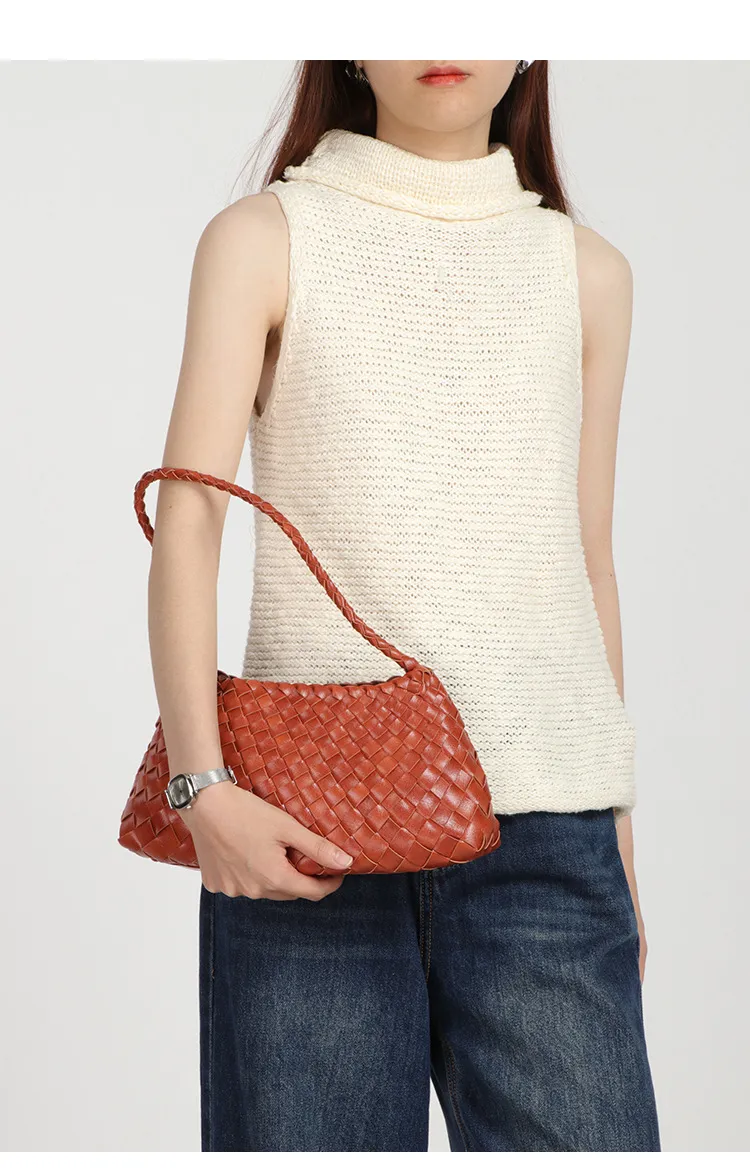 Trendy Chic Ladies Elegantdesigner Shoulder Vegan Leather Fashion Retro Casual High Quality Woven Handbag Braided Luxury Women Premium Bag