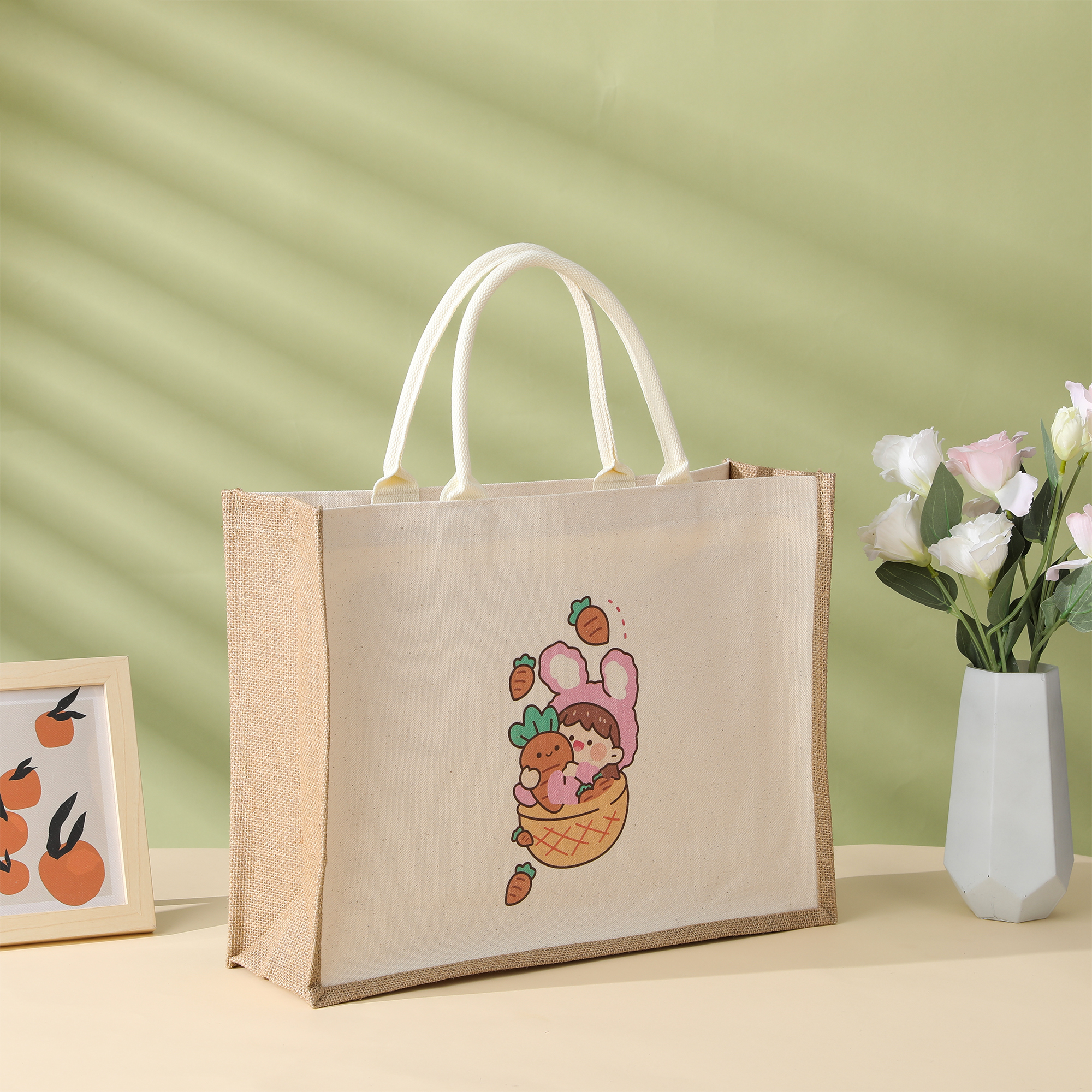 Custom Eco-Friendly Cotton Canvas Tote Bag Medium Durable Fashionable Handbag Logo Wind Simplicity Style Outdoor Shopping Zipper