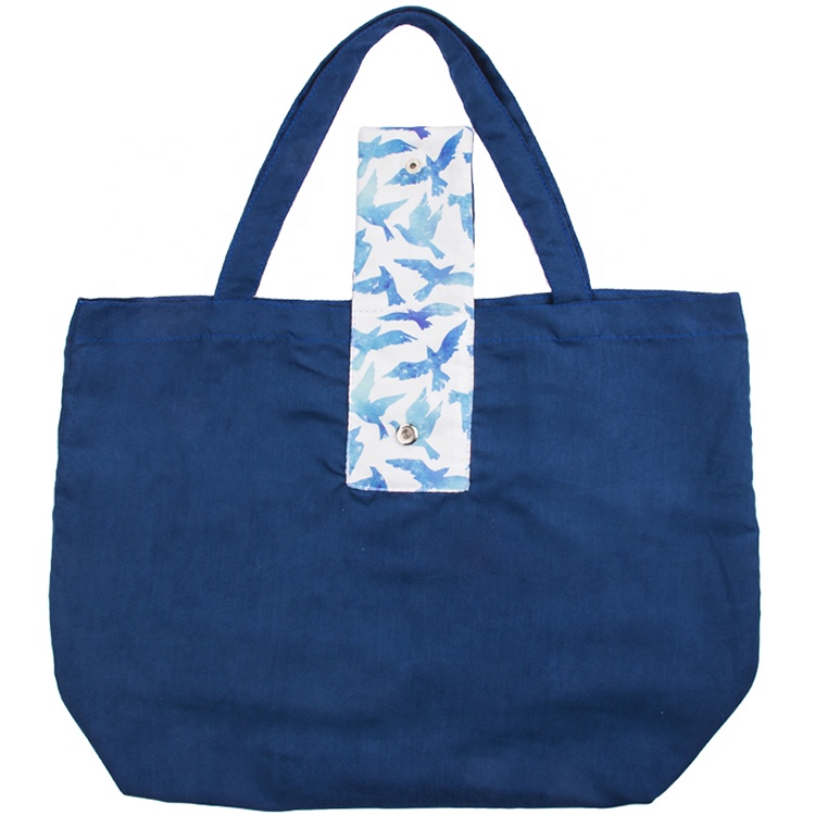 Reusable Custom Foldable Eco-friendly Cotton Sling Shopping Tote Bag with Button Custom Color &amp; Logo Fashion Outdoor