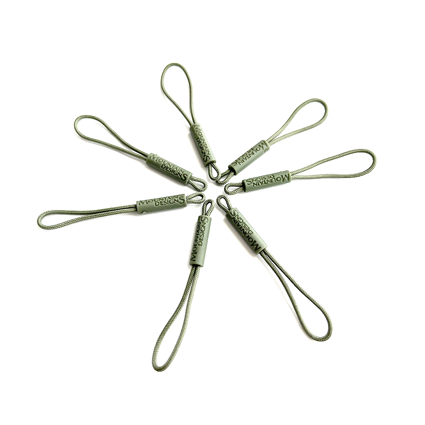 OEM ODM Manufacturer Custom Logo Silicone Rubber Soft PVC Green Rope Zipper Puller for Clothing Bags Garments Handbags