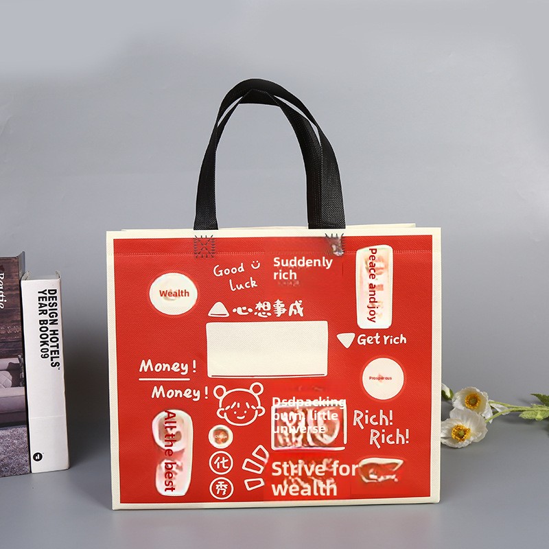 Packaging Non-woven Plaid Advertising Handbags Laminated Custom-made Bottom Side Handles Shenwo Brand Private Label Bags