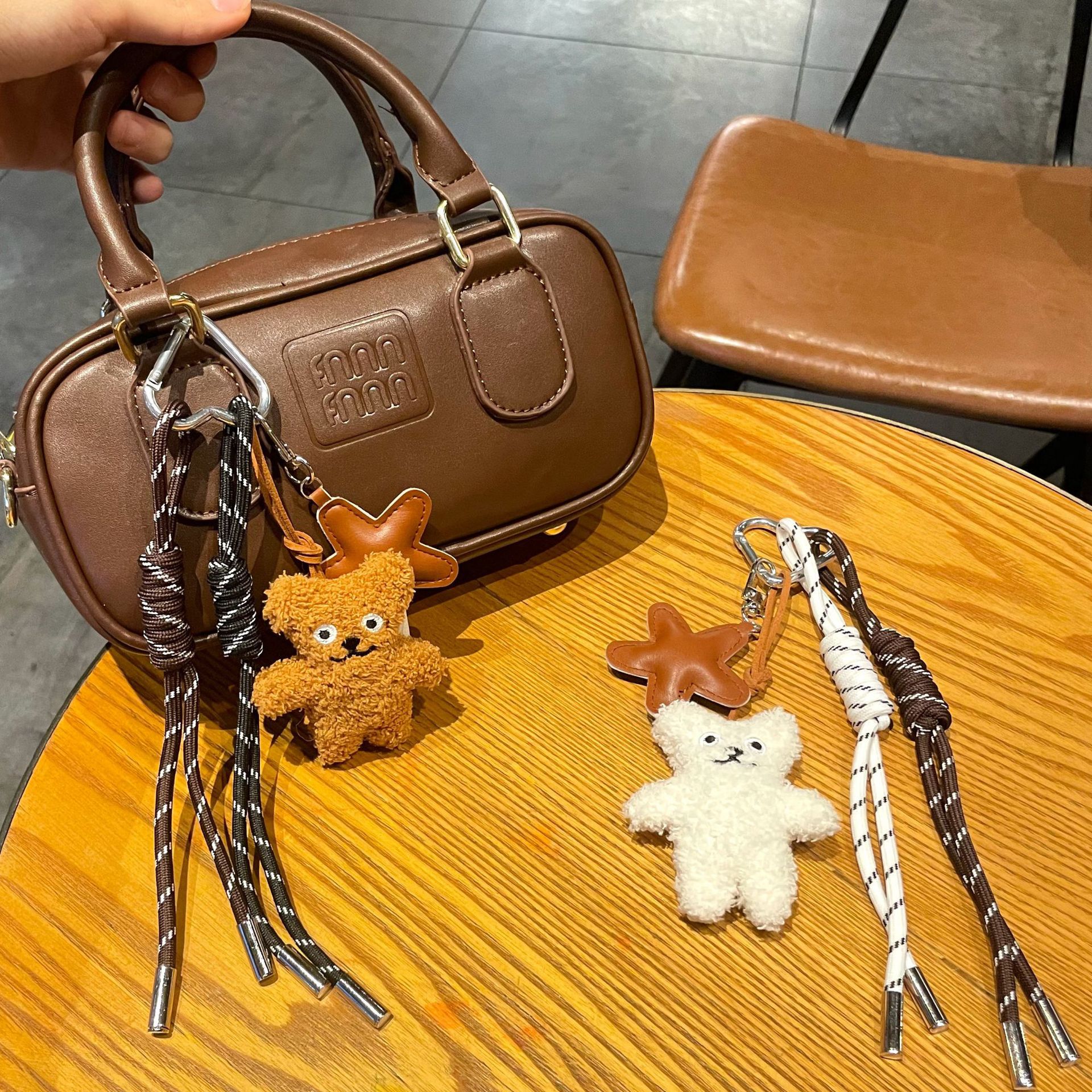 Designer New Cartoon Bear Plush Keychain High-End Bag Charm Women's Bag Decoration Accessories Cute Bear Keychain