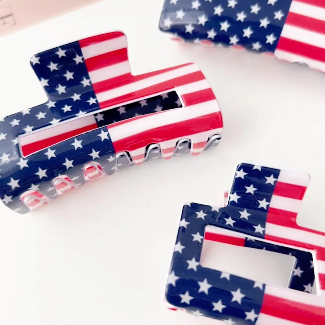 2026 Football World Cups USA Flag Hair Clip Premium Acrylic Updo Claw Clip Hair Accessory