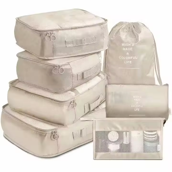 2024 New Collection Wholesale 7-in-1 Cubic Suitcase Multi-Colour Oxford Travel Bag Set Lightweight Durable Fashionable Style