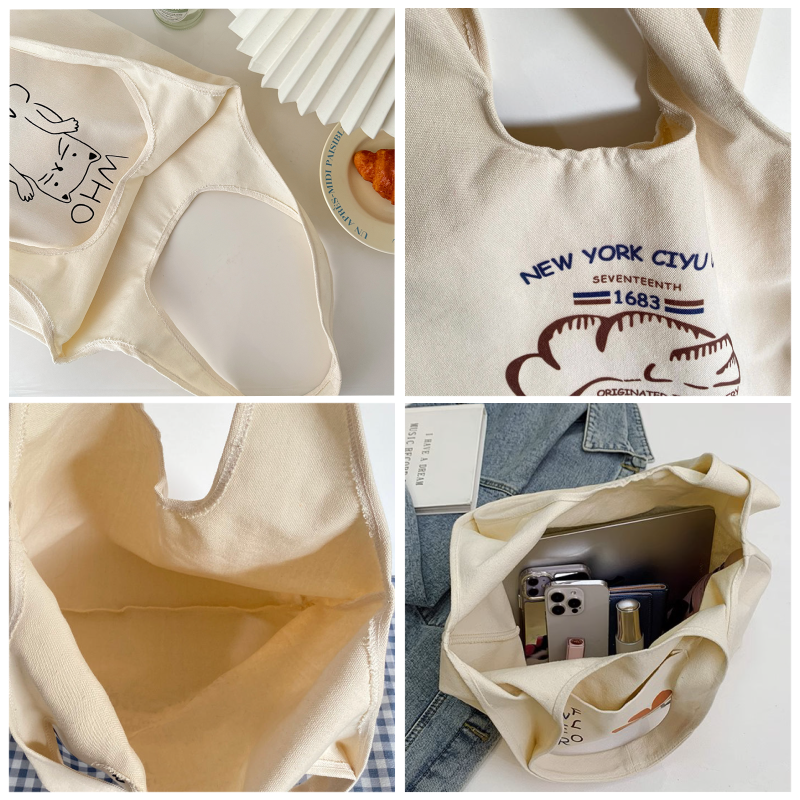 Wholesale Big Capacity Cotton Tote Bag Portable Canvas Shopping Bag with Custom Logo for T-Shirts Fashionable Gift Bag