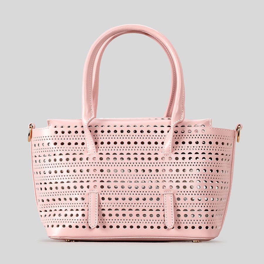 Large Capacity Fashion Women Soft PU Leather Tote Shoulder Bag Classic Ladies Daily Hollow PU Leather Handbag Travel Collection