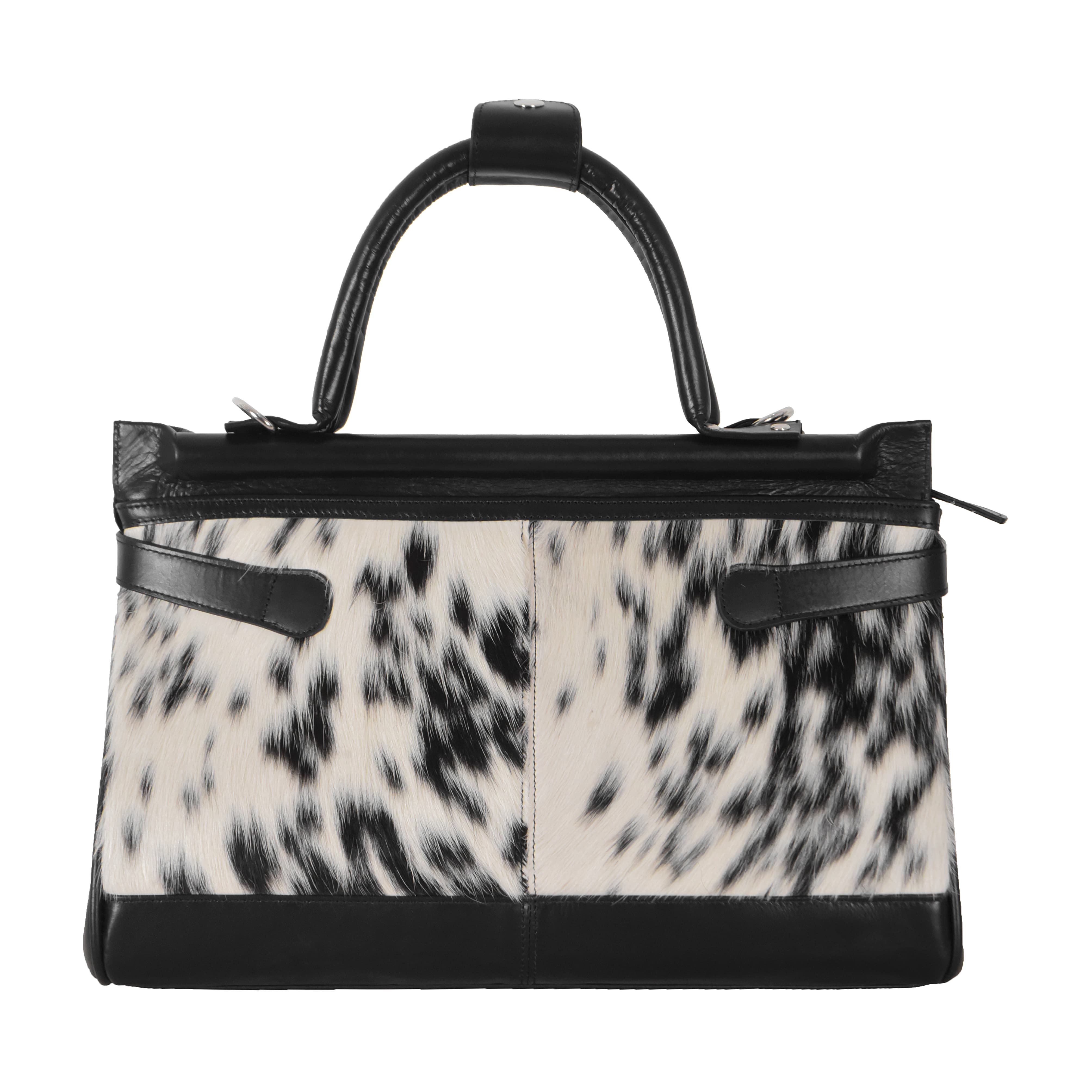 Custom Genuine Leather Handbag Black Fur Detail Fashion Bag Private Label OEM/ODM Bulk Wholesale Luxury Party Style