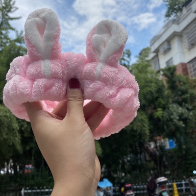 Women's Cute Rabbit Ears Coral Fleece Plush Comfortable Soft Fashion Hairband with Elastic Spa Headband for Shower Washing Face