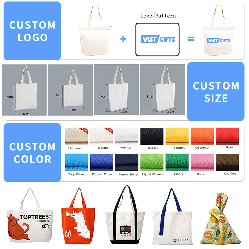 Oversize Bags Handbag Customizable Shopping Plain Cotton Blank Canvas Eco/Fabric Custom Tote Bag for Women