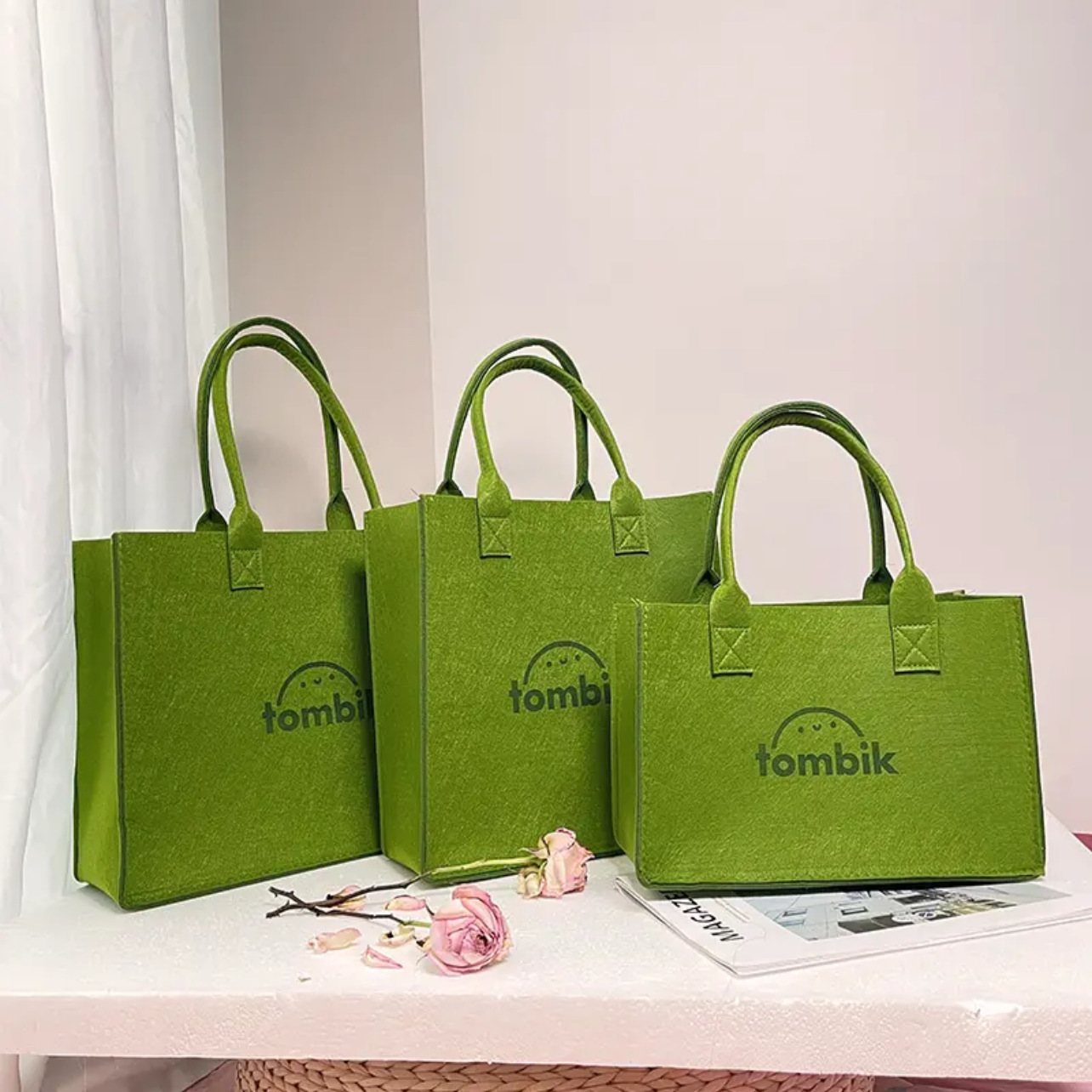 Hot Sell High Quality Colorful Leopard Pattern Eco-friendly Multi-function Shoulder Shopping Felt Tote Bag with Custom Logo