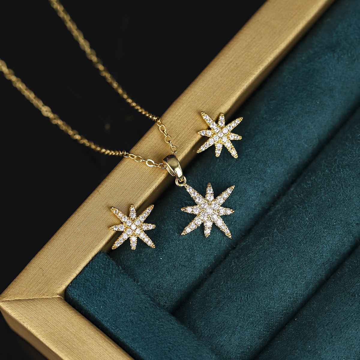 European and American New Style Temperament Lady Accessories Simple Fashion Star Design Necklace Earring Set