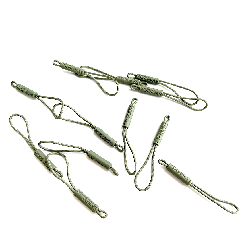 OEM ODM Manufacturer Custom Logo Silicone Rubber Soft PVC Green Rope Zipper Puller for Clothing Bags Garments Handbags
