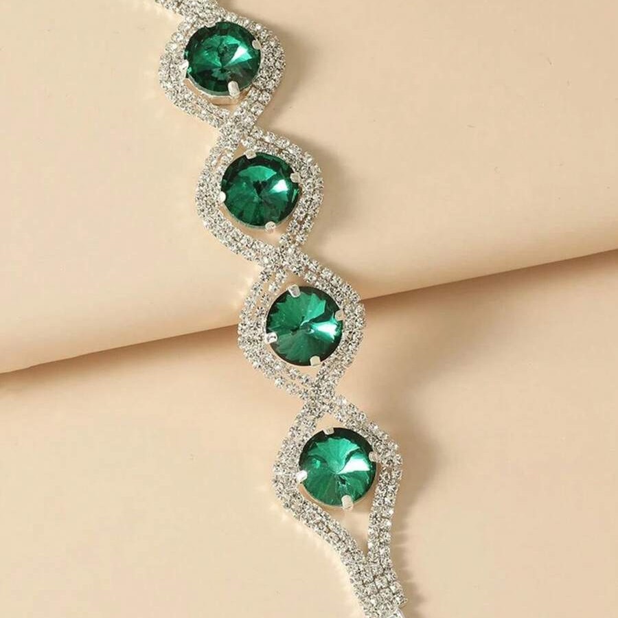 European American Trend Open Bangles Japanese Korean Zinc Alloy Inlaid Diamond Crystal Rhinestone Women's Jewelry Accessories