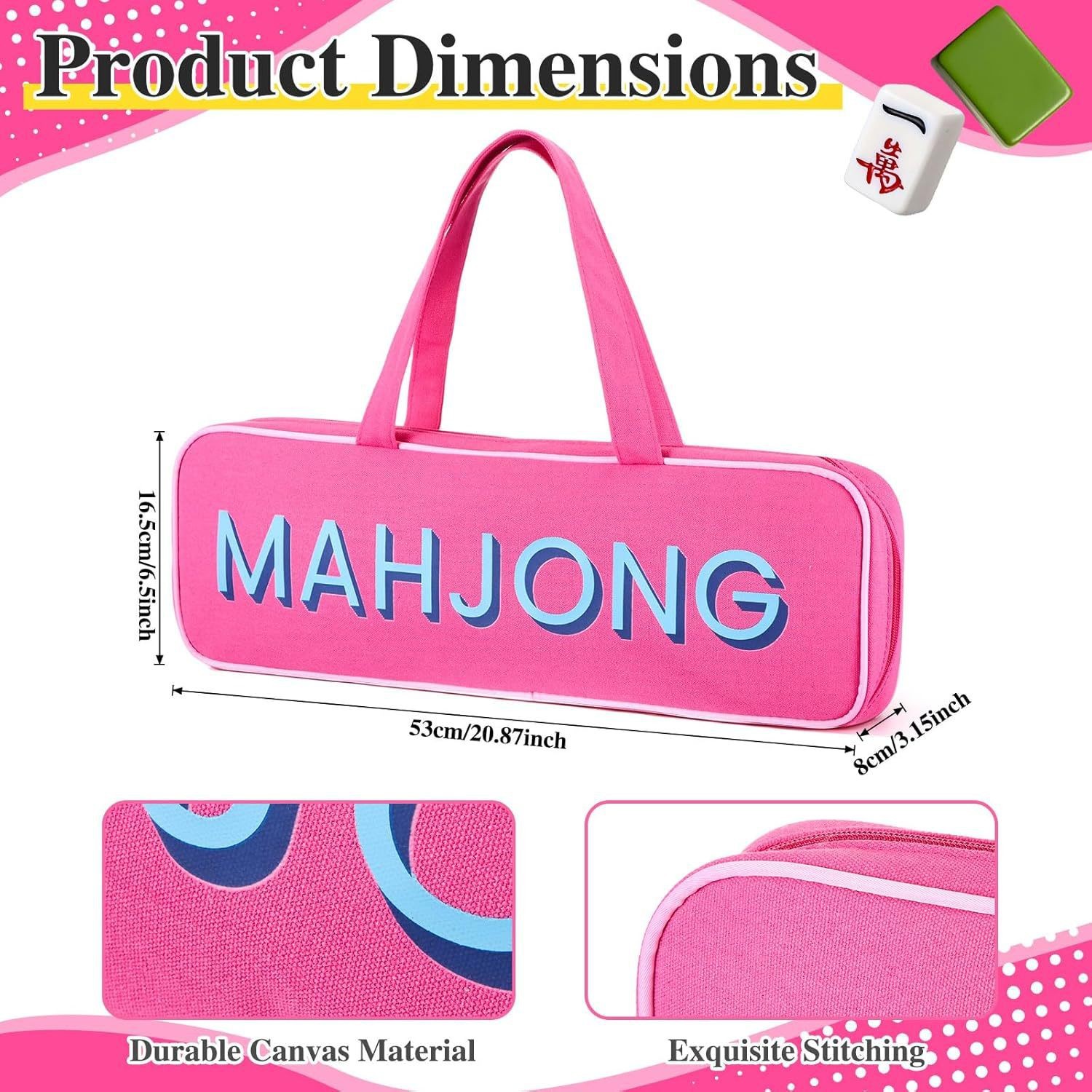 Custom Wholesale Women Canvas Handbag Novelty Mahjong Print Large Rectangular Tote Bag Ladies Travel Purse Manufacturer OEM