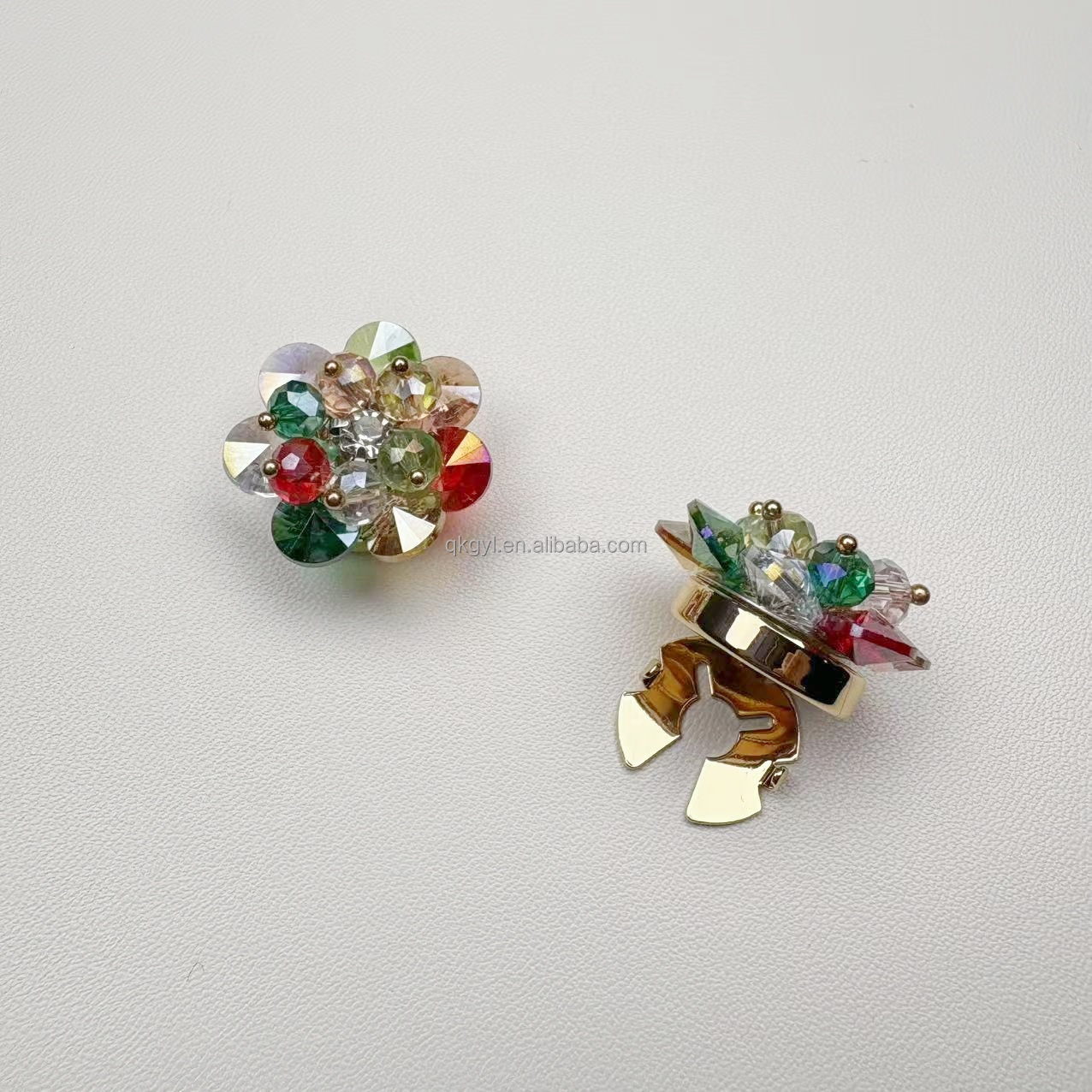 OEM ODM Elegant Glittering Crystal Flower Cuff Link Glamorous Formal Accessories for Unisex Wedding Christmas Party