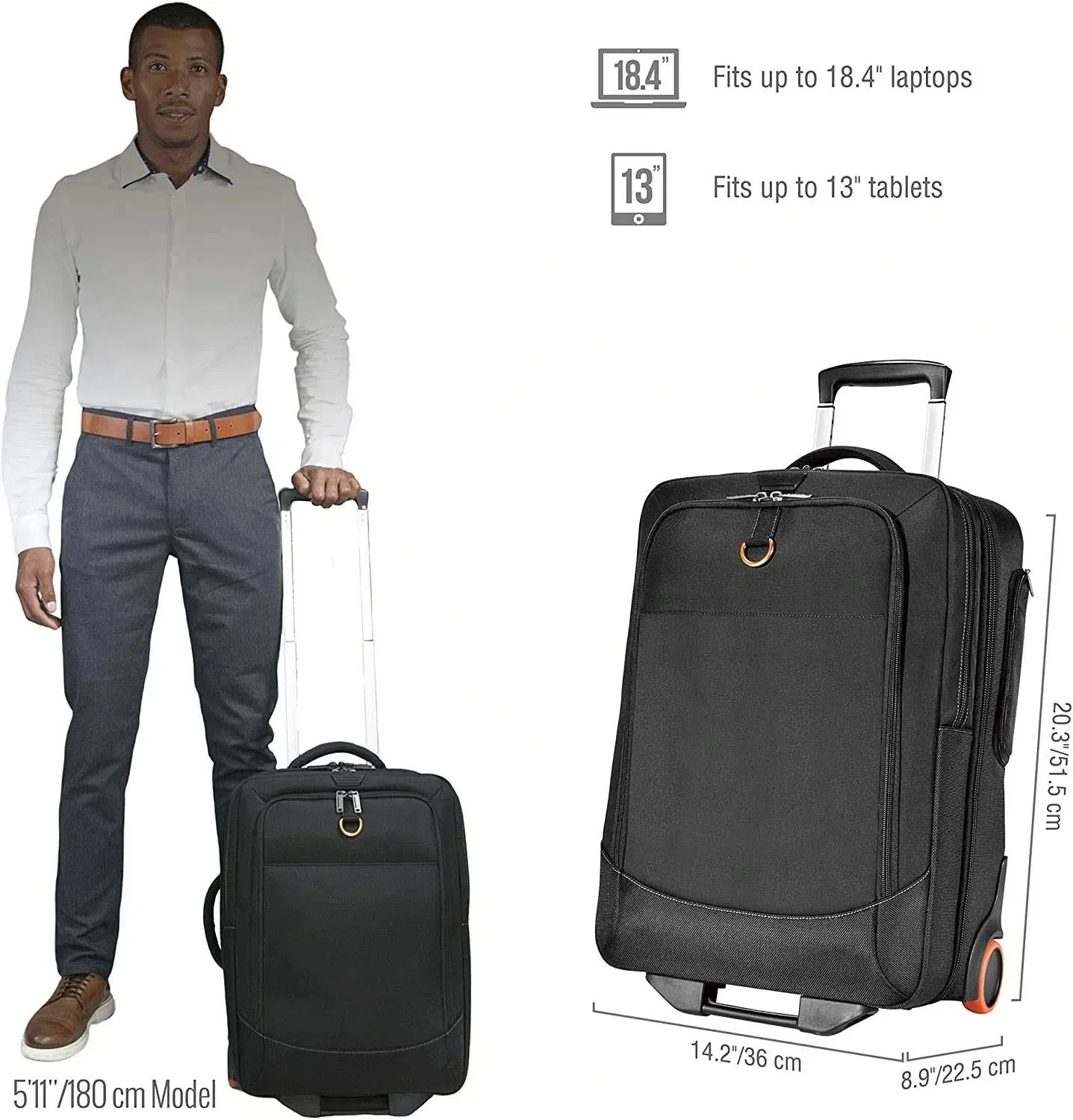 China Supplier Wheeled Carry-on 18.4-Inch Gaming or Workstation Laptop Trolley Luggage Bag for Business Professional