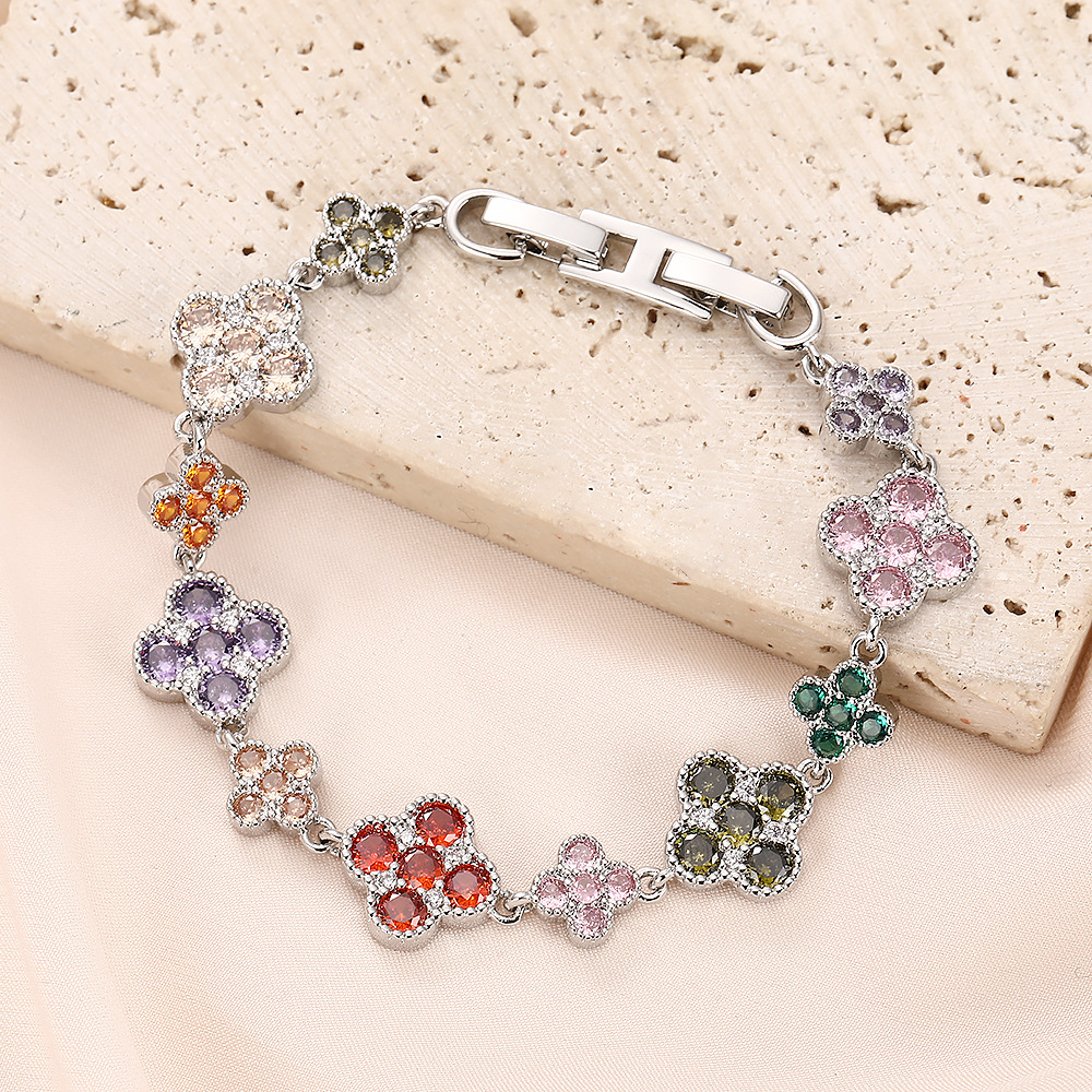 Lucky Leaf Trendy Fashion Brass Zircon Women's Bracelet - Wholesale Wholesale Supplier Style Accessories