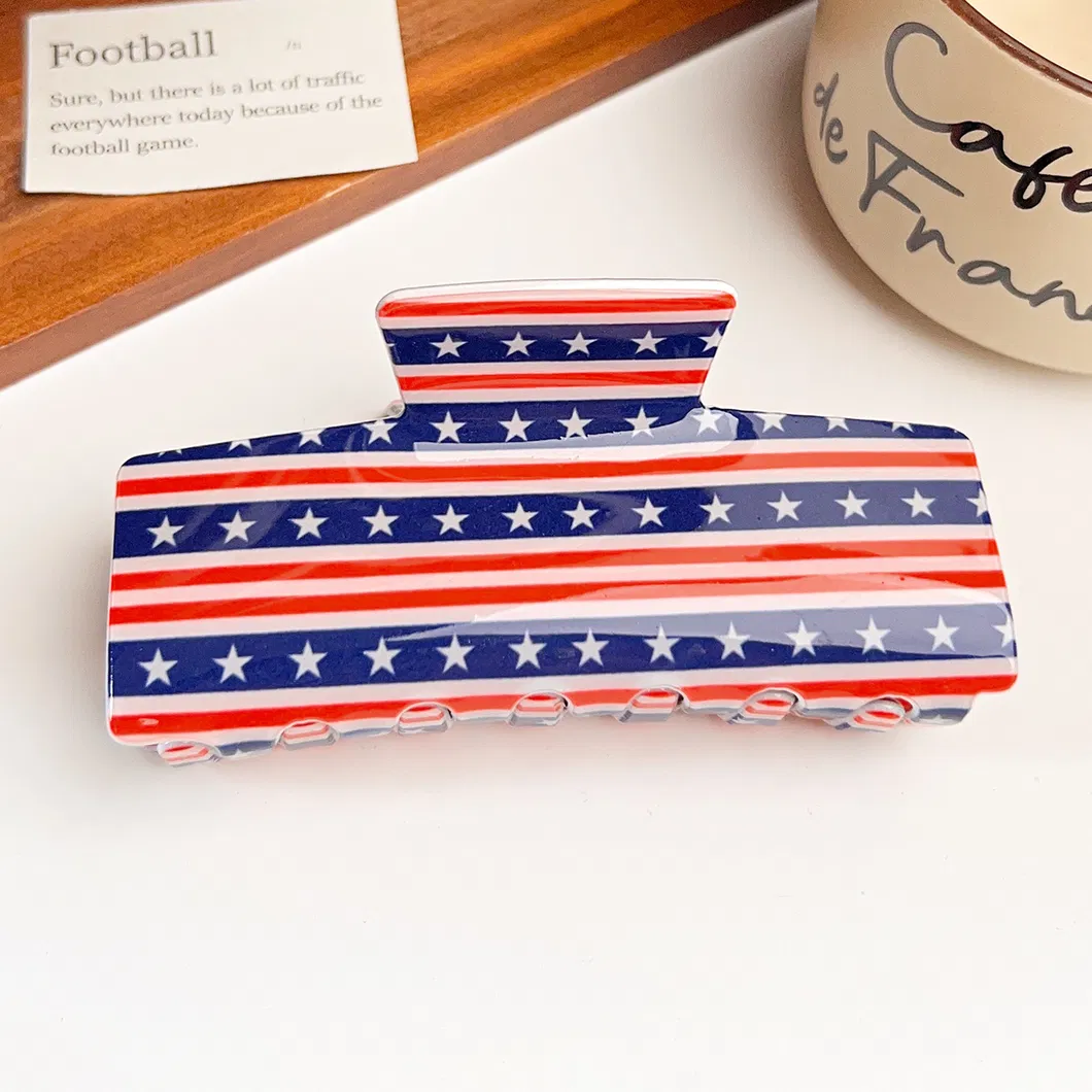 2026 Football World Cups USA Flag Hair Clip Premium Acrylic Updo Claw Clip Hair Accessory