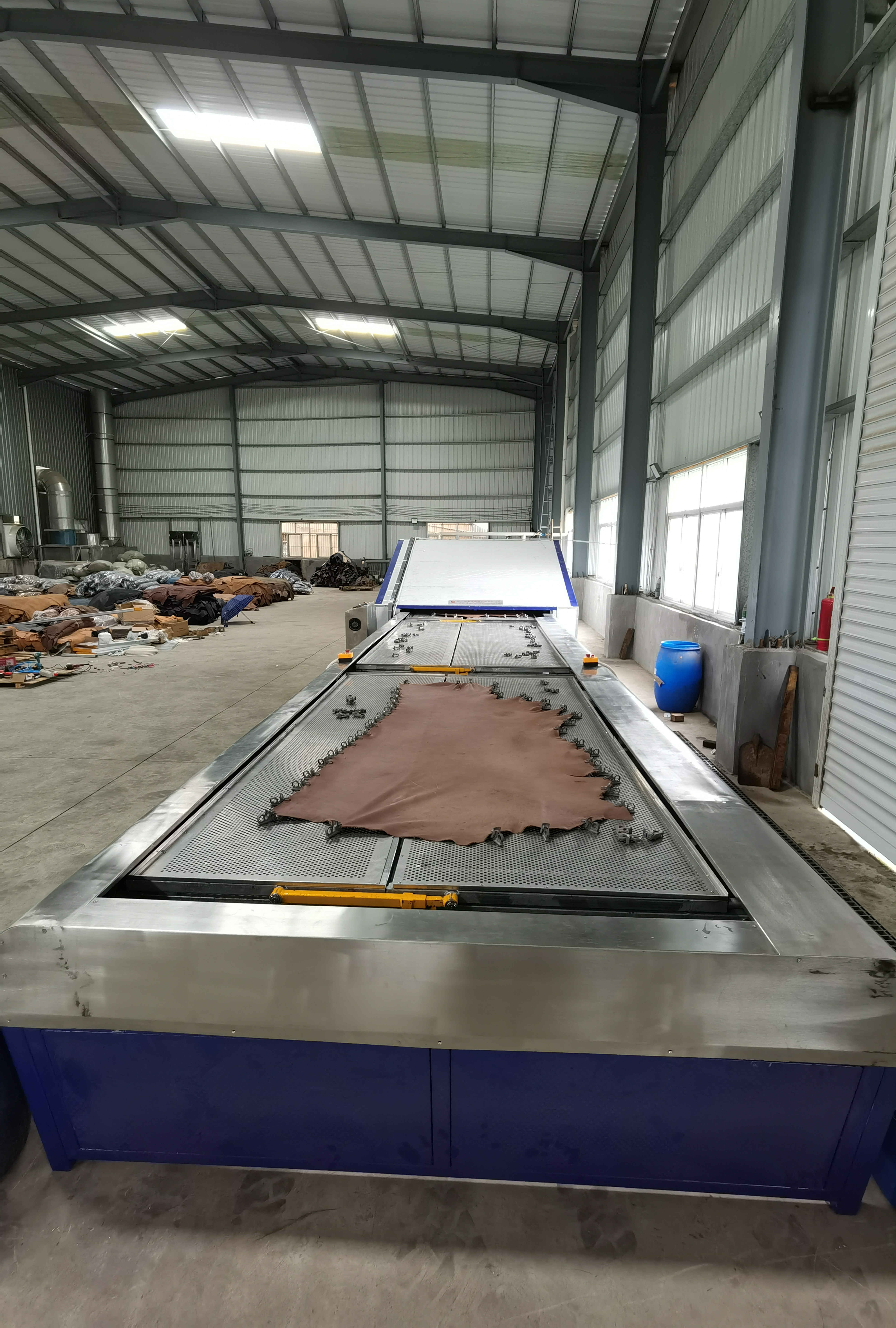 Stainless Steel Artificial Leather Making Machine Horizontal Type Toggling Dryer Tannery Equipment