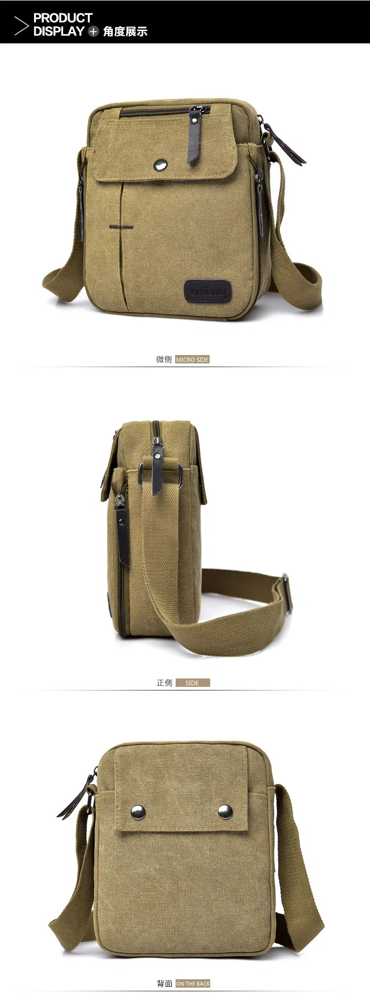Fashion Men Casual Small Crossbody Trendy Canvas Shoulder Men Outdoor Multi Compartment Travel Bag