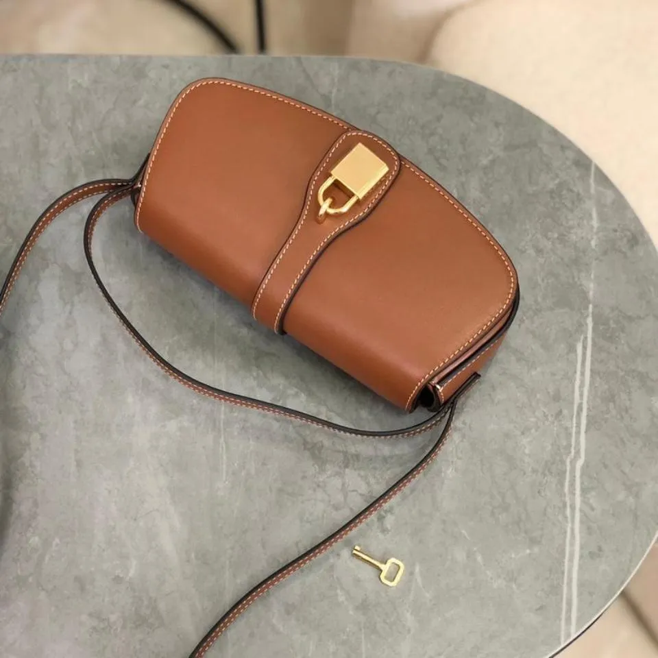 Luxury Designer Inspired Crossbody Purse for Women Office Daily Caramel Brown Padlock Flap Shoulder Bag