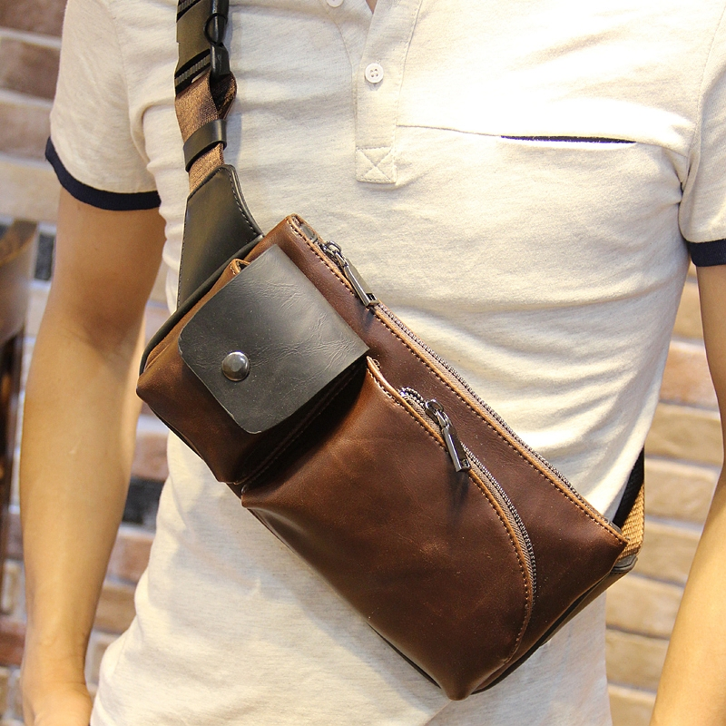Men's Small Crossbody Bag Fashion Leisure Fanny Pack Korean Version Single Shoulder Chest Bag Belt Waist Handbag