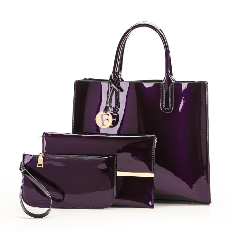 Professional Lady Portable Tote Bag Fashion Patent Leather Bright Leather Woman Bag Business Simple Joker Big Bag