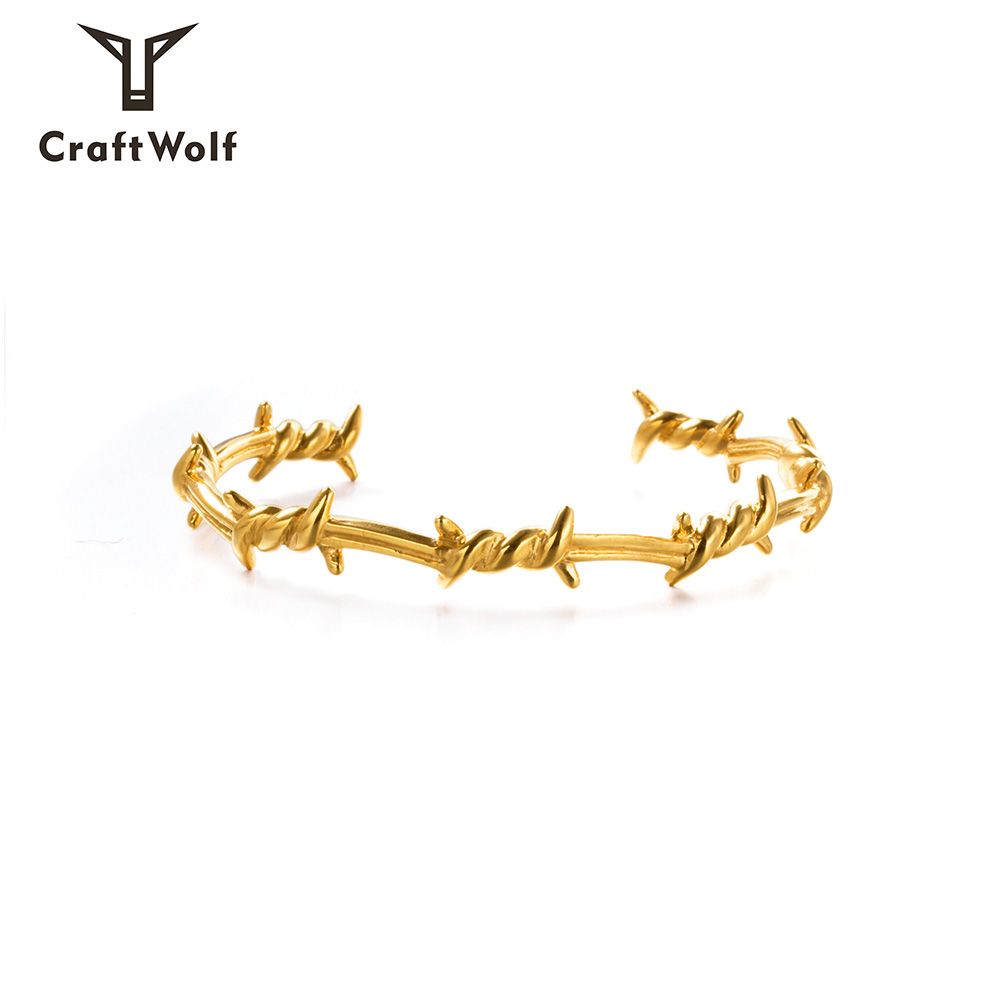 Craft Wolf Mens Women Twisted Thorn Bracelet Simple Fashion Couple Personality Open Bangle Custom Factory OEM ODM