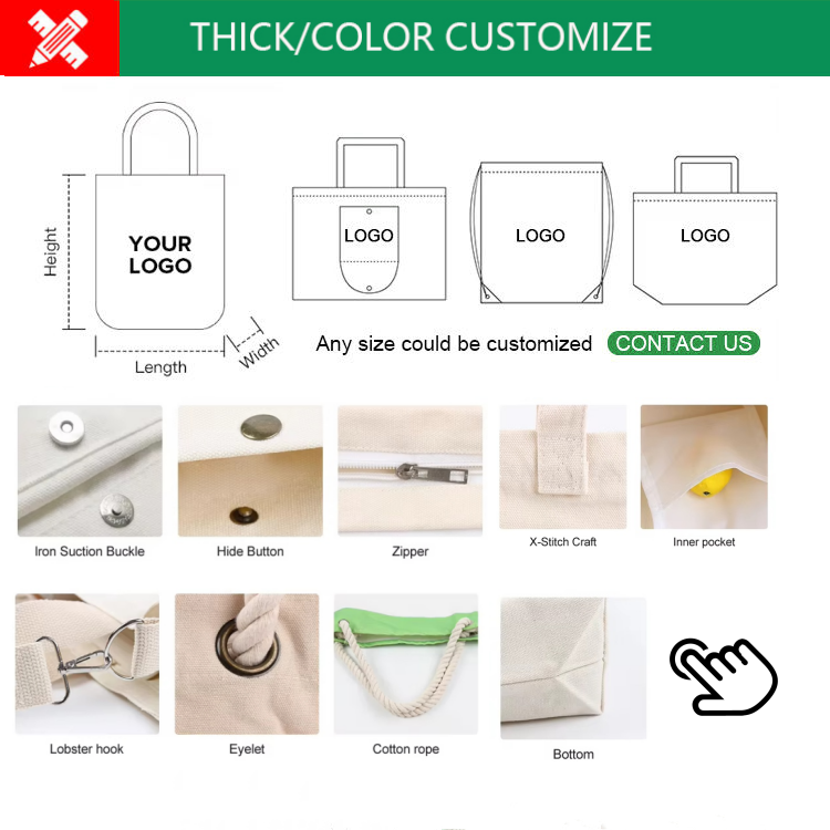 High Quality Custom Size Organic Folding Cotton Canvas Tote Bag-Women's Reusable Fashionable Shopping Bag with Customized Logo