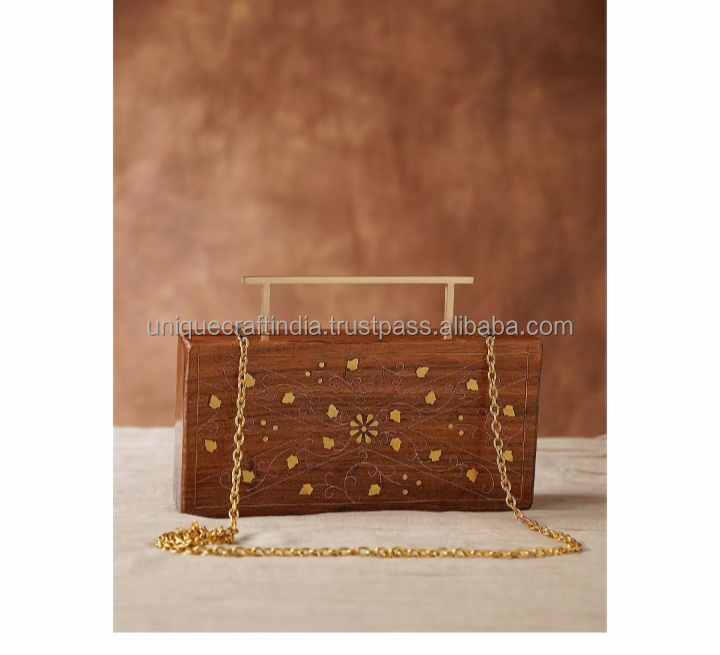 Best-Selling Luxury Eco-Friendly Designer Bag Handcrafted Wooden Handbags Collection Chains Decoration Open Stylish for Ladies