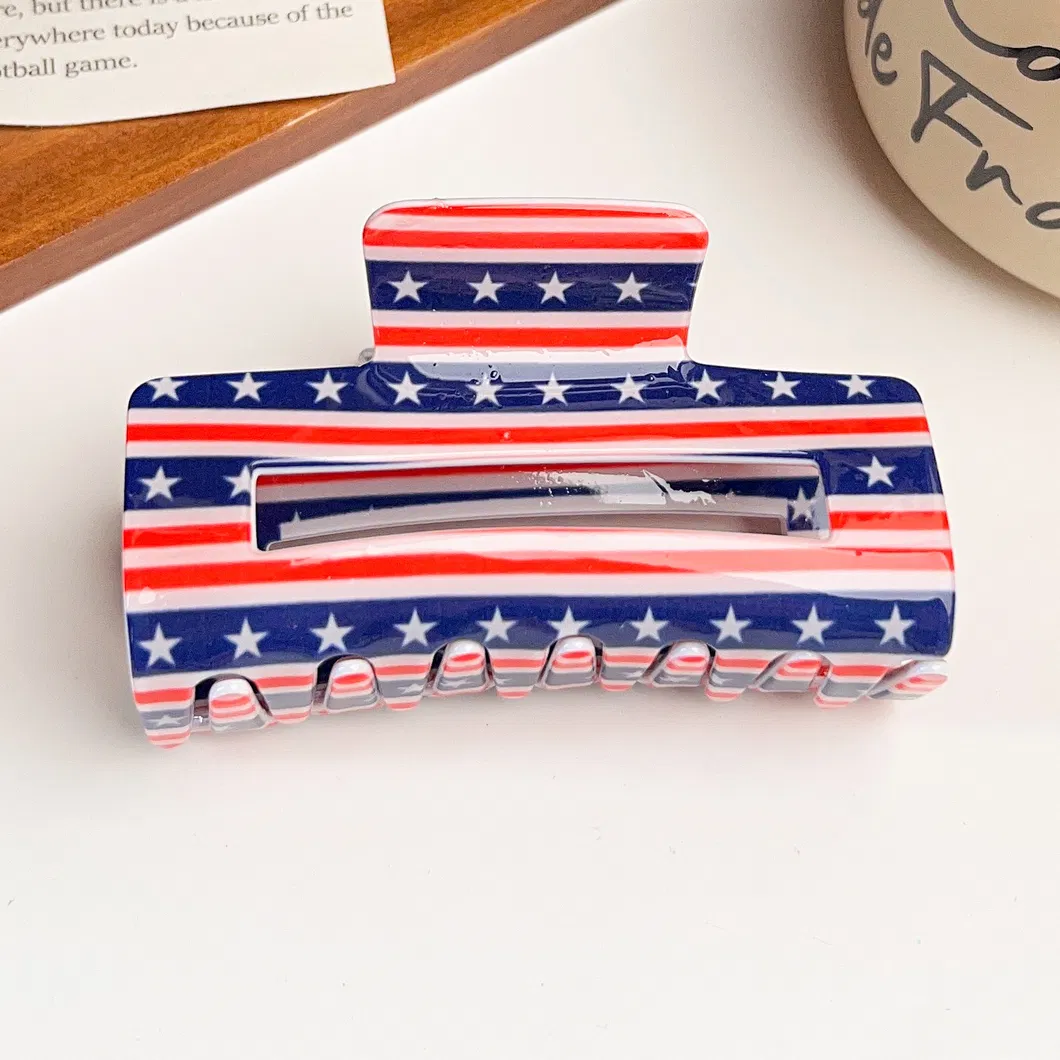 2026 Football World Cups USA Flag Hair Clip Premium Acrylic Updo Claw Clip Hair Accessory