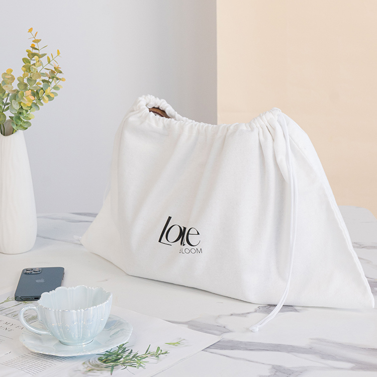 Custom Logo Eco Friendly Brushed Cotton Fabric Gift Packaging Pouch Drawstring Dust Protection Bag for Handbags Clothes