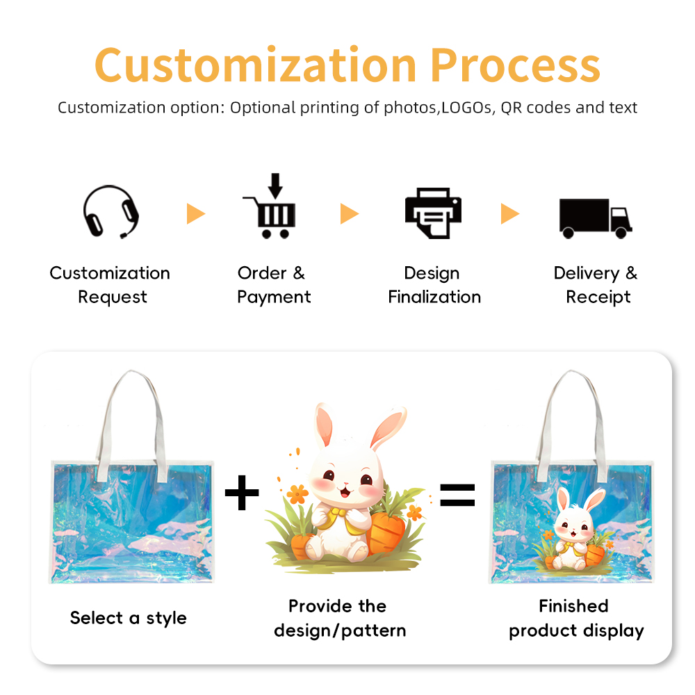 Custom logo High Quality Portable Transparent PVC Tote Bag Custom Printed Logo Handbag for Women for Promotions