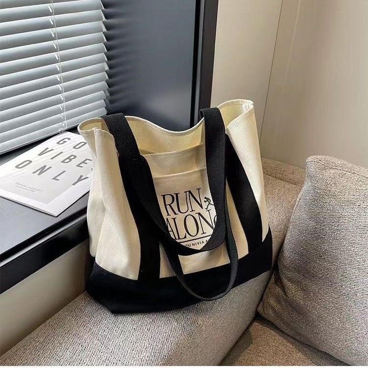 Fashion Eco Friendly Shopping Bag Grocery Canvas Bag with Pocket Cotton with Bags Custom Printed Logo