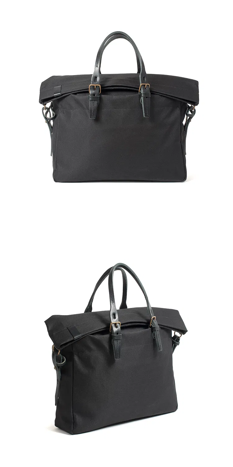 Stylish Black Waterproof Canvas Tote Bag for Business Professionals